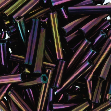 Бисер TOHO Bugle, размер 9мм, цвет #85 (Металлизированный, фиолетовый ирис), 10 грамм