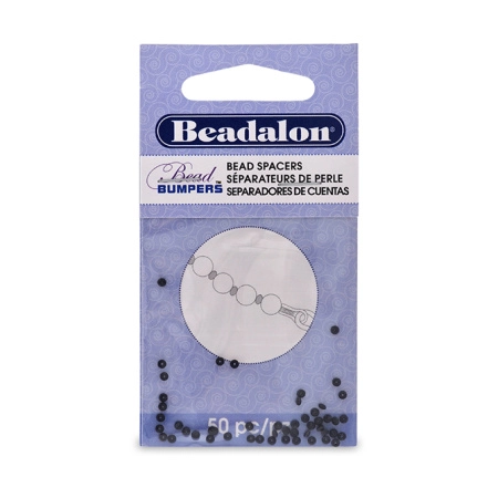 Бусина-разделитель силиконовая, 2х1мм, рондель Beadalon Bead Bumpers, черная, 50 шт.
