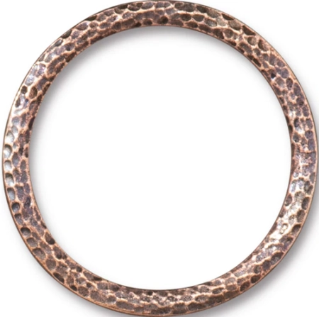 Коннектор, 32мм, TierraCast, узорное кольцо, базовый материал - оловянный сплав, медное с чернением, 1 шт.