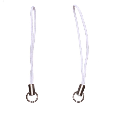 Основа для подвески на телефон, 55мм, белый шнур, базовый материал - латунь, стальное колечко, 50 шт.