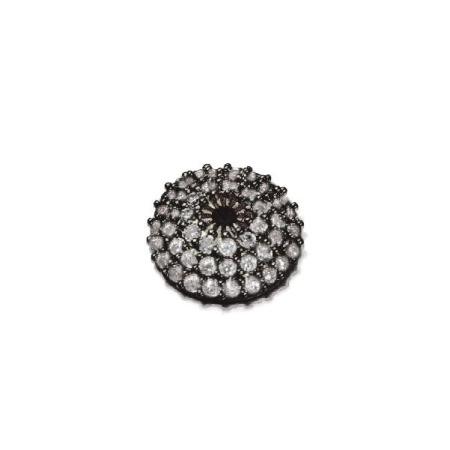 Шапочка для бусин (обниматель), 11х3.5мм, Milano, Круглый с фианитами, базовый материал - латунь, вороненая сталь, 1 шт.