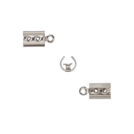 Концевики, 11х5.5мм (внутренний размер 4.5мм), обжимные, базовый материал - нержавеющая сталь, без покрытия, пара