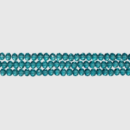 Бусины стеклянные, 3х2-3.5х2.5мм, граненые, рондели, цвета морской волны, 155-185 шт., низка