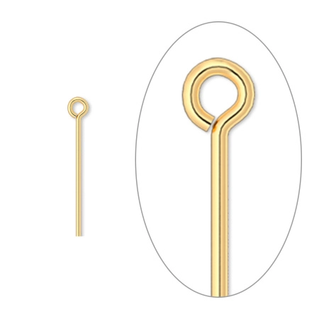 Пины с ушком, 25х0.723мм, базовый материал - латунь, позолоченные, 20 шт.