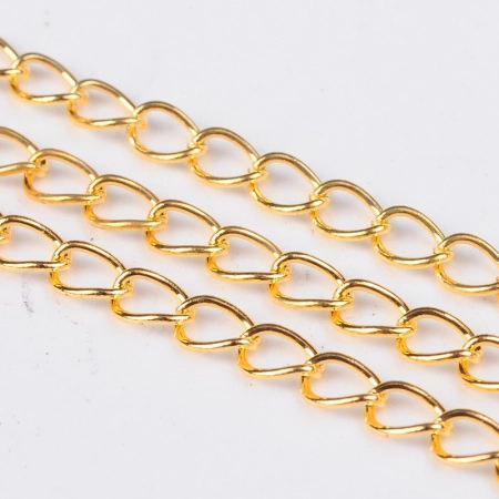 Цепочка отрезная (без замка), 4х2.5-3мм, витая, базовый материал - железо, золотистого цвета, 2 метра