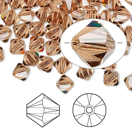 Бусина Swarovski, 6мм, Биконус (#5328), светло-коричневый (цвет 221), 10 шт.