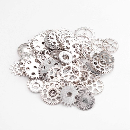 Декоративные элементы, 18-25мм, шестеренки, микс, базовый материал - цинковый сплав, стиль тибетское серебро, 20 грамм