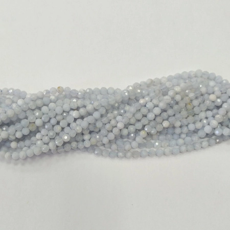 Бусины каменные, сапфирин, граненый, 2-2.5мм, 165-225 шт., низка