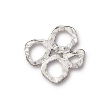 Коннектор, 18х17.5мм, TierraCast, 4 кольца, базовый материал - оловянный сплав, родий, 1 шт.