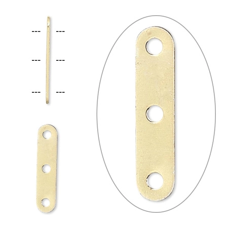 Разделитель, 17х4мм, гладкий, на 3 отверстия, базовый материал - алюминий, позолоченный, 20 шт. Разделитель, 17х4мм, гладкий, на 3 отверстия, базовый материал - алюминий, позолоченный, 20 шт.