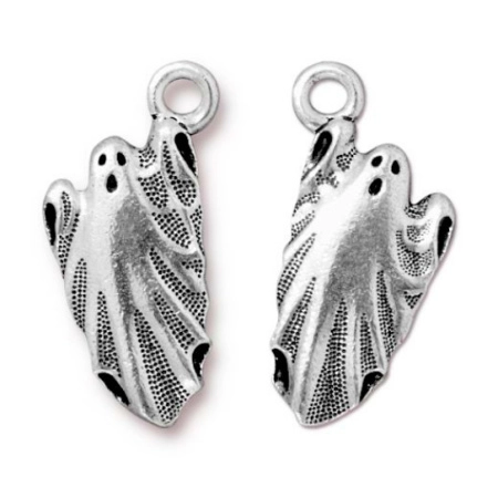 Подвеска, 24х14х2.8мм, TierraCast, привидение, базовый материал - оловянный сплав, посеребренное с чернением, 1 шт.