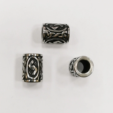 Бусина металлическая, 13х10мм, Руна Йера, базовый материал - нержавеющая сталь, без покрытия, с чернением, 1 шт.