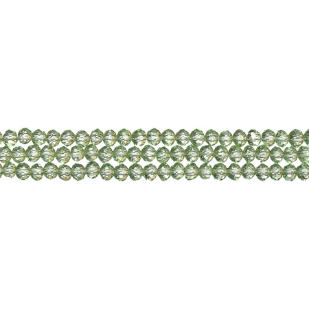Бусины стеклянные, 4х3.5мм, граненые, рондели, светло-зеленые, 140 шт., низка