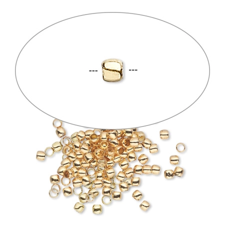 Бусина металлическая, 2мм, крупное отверстие, базовый материал - латунь, позолоченная, 20 шт.