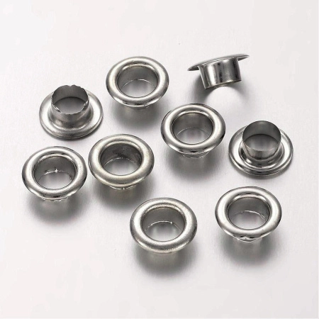 Люверсы без ответной части (блочки), 8.5х3.5мм, базовый материал - латунь, стального цвета, 2 грамма