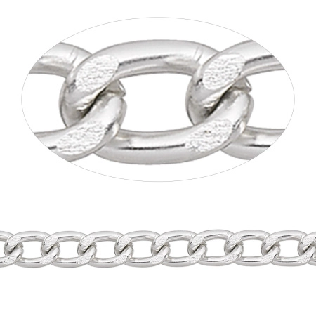 Цепочка отрезная (без замка), 8х5мм, витая, с алмазной гранью, базовый материал - алюминий, серебристого цвета, 1 метр