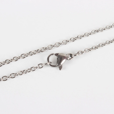 Цепочка с замком, 2.5х2мм, базовый материал - нержавеющая сталь, без покрытия, 45 см, готовая, 1 шт.