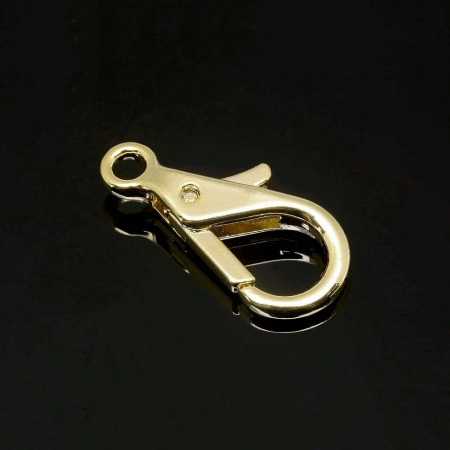 Застежка, 28х12.5мм, Корея, карабин, базовый материал - цинковый сплав, позолоченный, 1 шт.