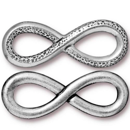 Коннектор, 32х12мм, TierraCast, Бесконечность, базовый материал - оловянный сплав, посеребренная с чернением, 1 шт.