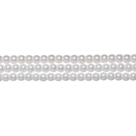 <p>
Белые стеклянные бусины с покрытием под жемчуг. Бусины могут немного отличаться по форме и размеру, быть слегка приплюснутыми у отверстия, могут попадаться слипшиеся бусины. Оттенок может немного отличаться от фотографии и от партии к партии. Низки формируются без проверки каждой бусины на дефекты. Цена за низку 70-80 см, около 180-200 шт.
</p>