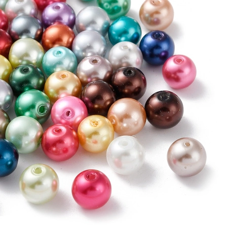 Бусина стеклянная, 10мм, жемчуг искусственный, микс цветов, 100 грамм
