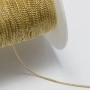 Цепочка отрезная (без замка), 1.8х1.2мм, витая, с алмазной гранью, базовый материал - латунь, матовая, золотистого цвета, 1 метр <p>Тончайшая латунная цепочка матового золотого цвета. Оттенок и степень матовости могут отличаться от фотографии и в разных поставках. Звенья запаяны. Размер звена 1.8*1.2 мм, толщина проволоки - 0.45 мм. Цена за 1 метр.</p><p>ВНИМАНИЕ: могут попадаться более матовые или темные звенья. Некоторые звенья могут быть не очень ровными.</p>