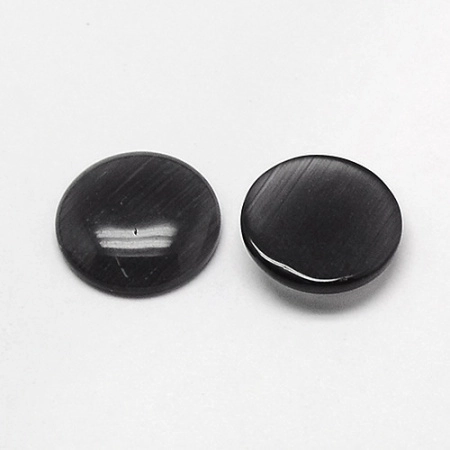 Кабошон стеклянный, 18мм, кошачий глаз (имитация), серо-черный, 5 шт.