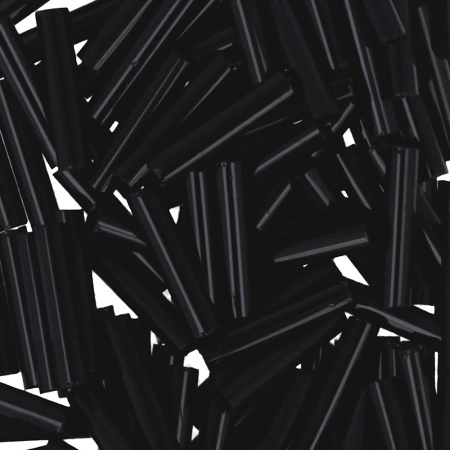 Бисер TOHO Bugle, размер 9мм, цвет #49 (Непрозрачный, черный), 10 грамм