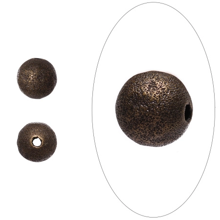 <p>
Латунная бусина с бронзовым покрытием, выполнена в стиле "соляной техники". У бусин с одной стороны заметен шов, преимущественно у отверстий. Диаметр отверстия - 1.8 мм. Цена за 10 шт.
</p>