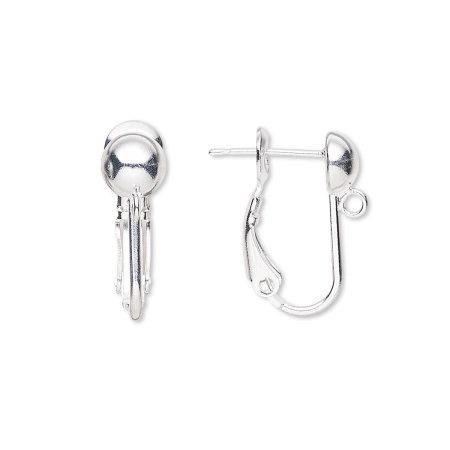 Швензы закрытые, 18мм, с итальянским замком, с полусферой 6мм, базовый материал - латунь, посеребренные, пара