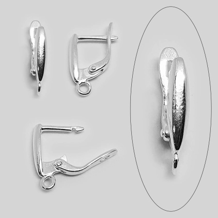 Швензы закрытые, 15.5х3мм, с английским замком, Рис, базовый материал - латунь, посеребренные, пара