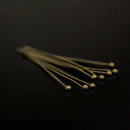 Пины с шариком, 32х0.511мм, Корея, базовый материал - латунь, бронзовые, 2 грамма