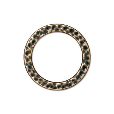Коннектор, 19мм, TierraCast, узорное кольцо, базовый материал - оловянный сплав, бронзовое, 1 шт.