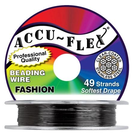Тросик ювелирный Accu-Flex 49 струн, 0.48мм (0.019in), черный, катушка 9.1 метра