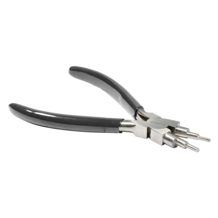 <p>Необычный инструмент для изготовления украшений и работы с проволокой: круглогубцы со ступенчатыми цилиндрическими носиками толщиной 2-9 мм. Инструмент произведен американской компанией BeadSmith в Пакистане. Ручки в разных поставках могут быть серые или синие. Цена за 1 шт.</p>