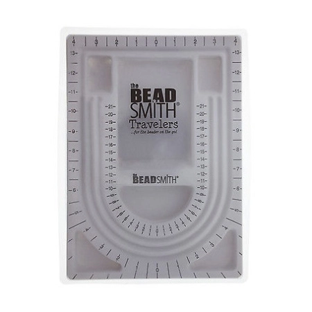 Доска для сборки бус с пластиковой крышкой, 33.5х25 см, Bead Smith, 3 полосы, флоковое покрытие, серая, 1 шт.