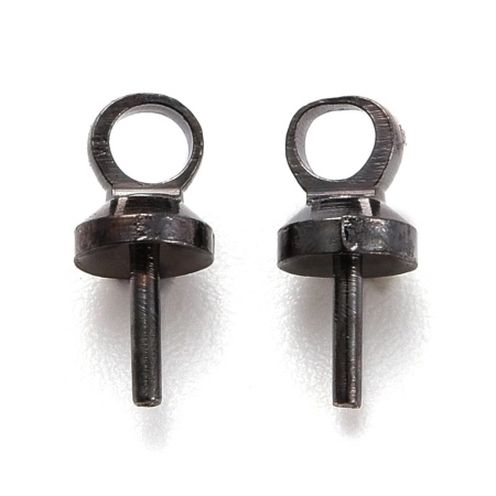 <p>Вклеивающийся штифт (держатель) чёрного цвета. Общая длина около 7 мм, внешний диаметр шляпки 3 мм, внешний диаметр петельки 2.5 мм, длина вклеиваемой части 2-3 мм, диаметр вклеиваемой части - около 0.7 мм. Отлично подходит для полупросверленных бусин, изделий из полимерной глины, керамики, дерева. Оттенок может отличаться от фотографии и в разных поставках. Цена за упаковку 2 грамма (около 30 штук, фасуются без проверки на дефекты).</p>