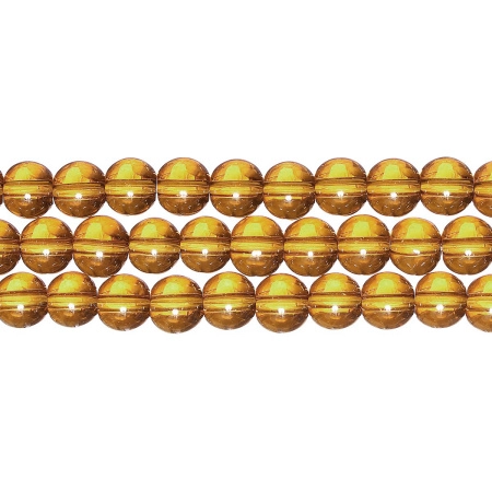 Бусины стеклянные, 8мм, янтарно-коричневые, 40 шт., низка
