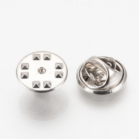 Застежка для значка-броши, 11х6мм, цанга-бабочка, базовый материал - железо, стального цвета, 10 грамм