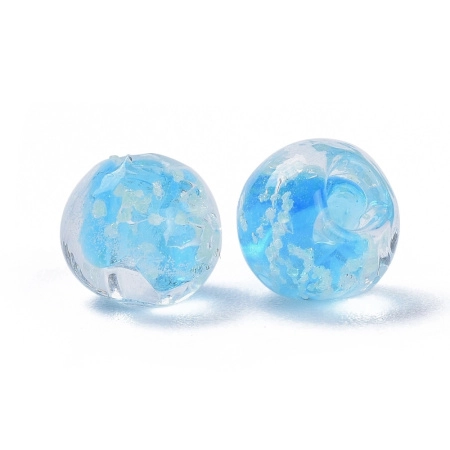 Бусина лэмпворк, 8мм, прозрачная с голубой сердцевиной и белыми крапинками, светящаяся в темноте, 10 шт. <p>Бусины ручной работы из прозрачного стекла с голубой сердцевиной и белыми крапинками внутри. В темноте бусины светятся зеленоватым светом. Выполнены в технике лэмпворк (лампворк, lampwork). Могут немного отличаться по форме и размеру. Бусины могут быть покрыты белым налетом - пылью из отверстия, которая легко стирается. Оттенок может отличаться от фотографии и в разных поставках. Цена за 10 бусин.</p>
