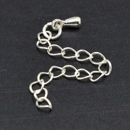 Цепочка-удлинитель с декоративной подвеской-капелькой, 4.5х3.5мм, витая, базовый материал - латунь, серебристого цвета, 3.5-4 см, 10 шт. Цепочка-удлинитель с декоративной подвеской-капелькой, 4.5х3.5мм, витая, базовый материал - латунь, серебристого цвета, 3.5-4 см, 10 шт.