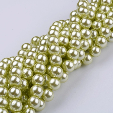 <p>
Стеклянные бусины с покрытием под жемчуг нежно-зеленого цвета. Бусины могут немного отличаться по форме и размеру, быть слегка приплюснутыми у отверстия. Оттенок может немного отличаться от представленного на фото. Цена за низку 80 см, около 70 шт.
</p>