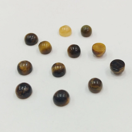 Кабошон каменный, 4мм, тигровый глаз, 2 шт.