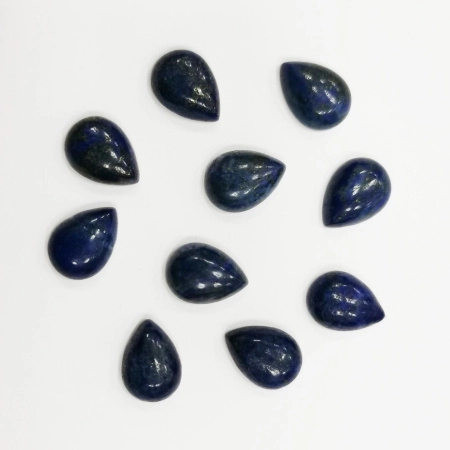 Кабошон каменный, 14х10мм, в форме капли, лазурит, 1 шт.