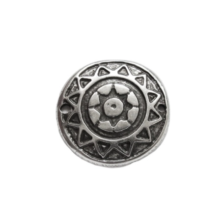 Коннектор, 29х2.5мм, Историческая коллекция, диск со звездой, базовый материал - цинковый сплав, посеребренный с чернением, 1 шт.