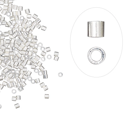 Кримпы, 1.1х1мм, микрокримпы, трубочки, базовый материал - латунь, посеребренные, 10 шт.