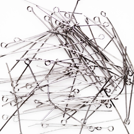 Пины с ушком, 40х0.7мм, базовый материал - железо, вороненая сталь, 10 грамм