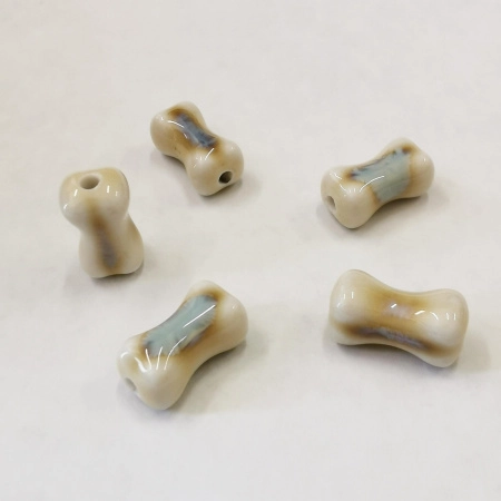 Бусина фарфоровая, 17х9х8мм, косточка, 5 шт.