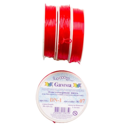 Нить - резинка для браслетов, 1мм, малиновая, катушка, 18 метров