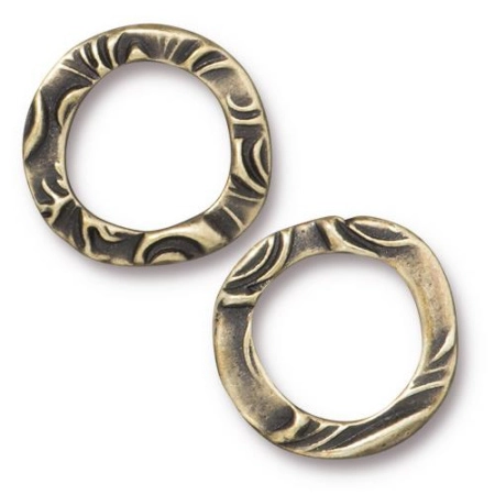 Коннектор, 16мм, TierraCast, кольцо, Флора, базовый материал - оловянный сплав, бронзовое с чернением, 2 шт.